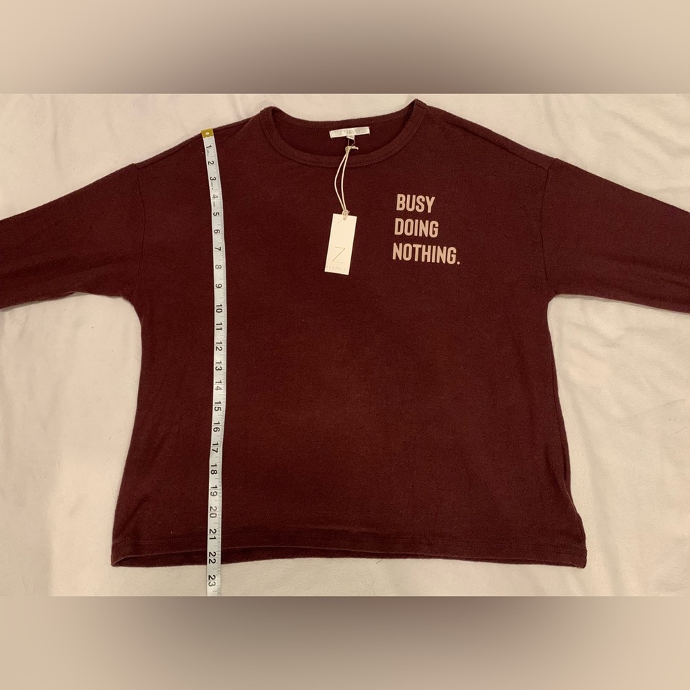 Z Supply Eden Busy Doing Nothing Top Fig/Burgundy Size Small NWT Cozy Lounge Top - Picture 11 of 16